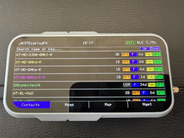 MCTerm running on the LilyGO T-Display P4: contacts on the lilygo t-display p4